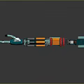 Intricate Mechanical Game Movie Character Featuring Teal Orange Red Parts And Complex Design