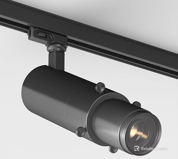 Sleek Modern Downlight Spotlight In Black Metal With Track Installation And Bright Illumination 3d model 