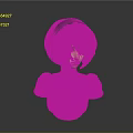 Game Movie Character 3D Bust Model With Short Gray Hair And Dark Outfit Red Patterns