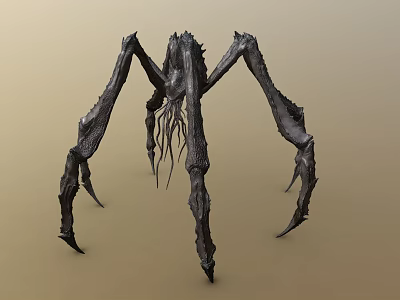 Menacing Monstrous Game Movie Character With Long Spiky Legs And Terrifying Appearance 3d model