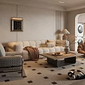 Plush Cream Tone Sofa And Coffee Table Set For Cozy Modern Living Room Home Decor