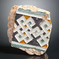 Traditional Architectural Component With Geometric Pattern And Decorative Tile Featuring White Yellow Green Colors