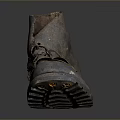 Worn-out Leather Boots With Frayed Laces As Vintage Daily Use Footwear Item