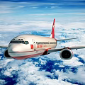 Air China Passenger Plane Flying Above Clouds With White And Red Livery In Blue Sky 3d model