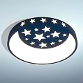 Modern Round Ceiling Light With White Star Pattern Black Frame Illuminated Design 3d model