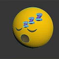 Yellow Emoji Style Decorative Ornament Set with Closed Eyes Open Mouth and Purple ZZZ Symbols