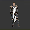 Fantasy Armored Warrior Character In Blue White Armor With Cross Emblem And Golden Hair