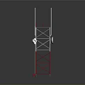Communication Tower With Steel Structure Red White Frame Antennas Ladder And Signal Equipment