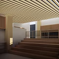 Modern Specialty Store Interior With Open Space Wooden Ceiling And Display Shelves