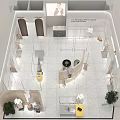 Modern Clothing Store Interior Design With Stylish Mannequins Clothing Displays And Decorative Plants