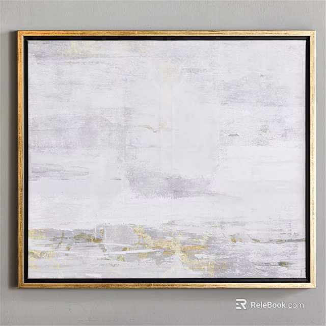 Elegant Photo Frame With Gold Trim And Gray White Gold Abstract Wall Art 3d model 