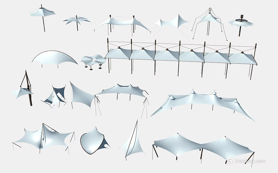 Diverse Tensile Membrane Structures And Designs For Modern Architectural Use 3d model 