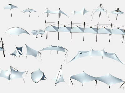 Diverse Tensile Membrane Structures And Designs For Modern Architectural Use 3d model