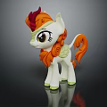 White Pony Toy Figure With Orange Red Mane Curly Tail Green Hooves And Decorative Design