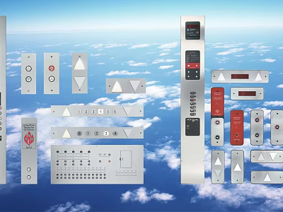 Modern Stainless Steel Elevator Accessories Including Control Panels And Buttons 3d model