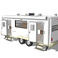 White Caravan Trailer With Double Doors Windows Wheels For Camping Trips 3d model