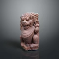 Ancient Carved Stone Lion Statue With Intricate Details And Traditional Design