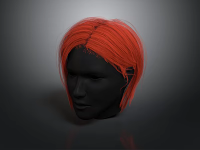 Realistic Human Head Model With Vibrant Orange Hair And Natural Texture 3d model