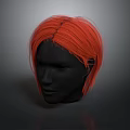 Realistic Human Head Model With Vibrant Orange Hair And Natural Texture