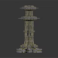 Ornate Scene Building Components Featuring Tall Pillar Short Column And Horizontal Base 3d model
