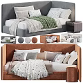 Double Bed With Color Options Plush Pillows Cozy Blankets And Modern Nightstand
