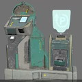 Vintage Green Household Parking Meter With Display Panel P Sign And Ticket Slot