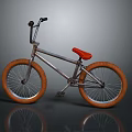 Sturdy BMX Bicycle With Red Seat Orange Tires And Metallic Frame