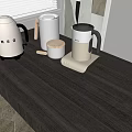 Stylish Daily Electrical Appliances On Modern Wooden Kitchen Countertop