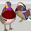 Vibrant Mandarin Ducks With Colorful Feathers Intricate Head Patterns And Pink Beaks