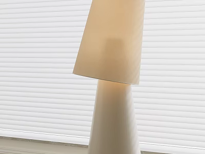 Modern Cream Lampshade Floor Lamp With White Base And White Blinds 3d model