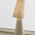 Modern Cream Lampshade Floor Lamp With White Base And White Blinds