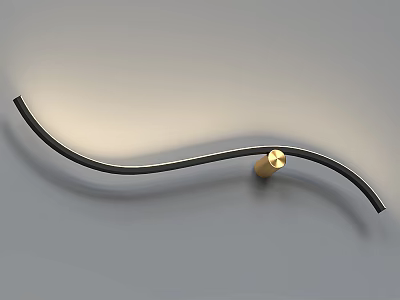 Modern Curved Wall Lamp With Black Sleek Body And Gold Accent Design 3d model