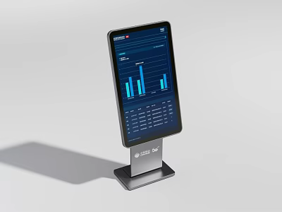 All In One Commercial Smart Display With Business Data Charts And Stand Design 3d model