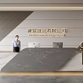 Modern Architectural Design Company Reception Desk With Marble Countertop And Receptionist