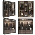 Modern Luxury Wardrobe Interior With Glass Doors Hanging Rods Drawers And Storage Solutions
