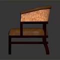 Orange Upholstered Armchair With Curved Armrests And Solid Wooden Frame For Home