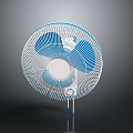 Modern Electric Fan With Blue Blades White Mesh Cover And Blue Base