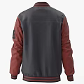 Gray Red Jacket With R Letter 00 Number On Sleeves Zipper Closure Casual Design