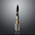 Multicolored Space Rocket Model With White Nose Cone And Side Boosters For Cosmic Exploration 3d model