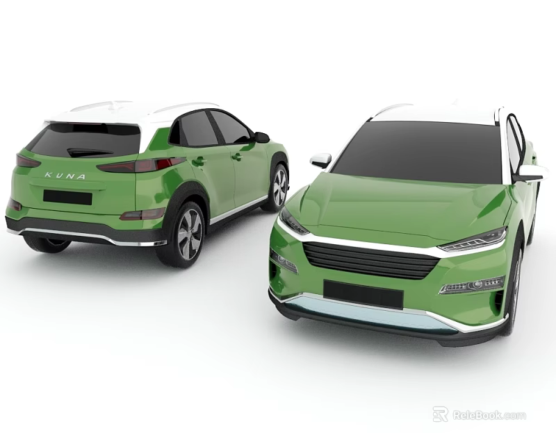 Green Modern SUV Cars With White Roof And Sleek Exterior Design 3d model 
