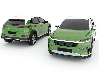Green Modern SUV Cars With White Roof And Sleek Exterior Design 3d model