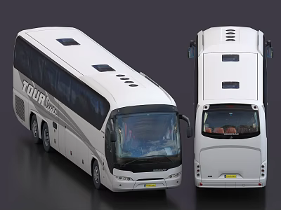 White Tour Bus With Side And Rear View Featuring Large Windows And Roof Vents 3d model White Tour Bus With Side And Rear View Featuring Large Windows And Roof Vents 3d model