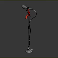 Professional Microphone Stand With Adjustable Pole Red Strap And Stable Base 3d model