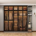 Modern Open Wardrobe Interior With Hanging Clothes Folded Garments And Decorative Storage Shelf
