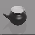 Black Ceramic Teapot With White Lid On Gray Reflective Surface 3d model