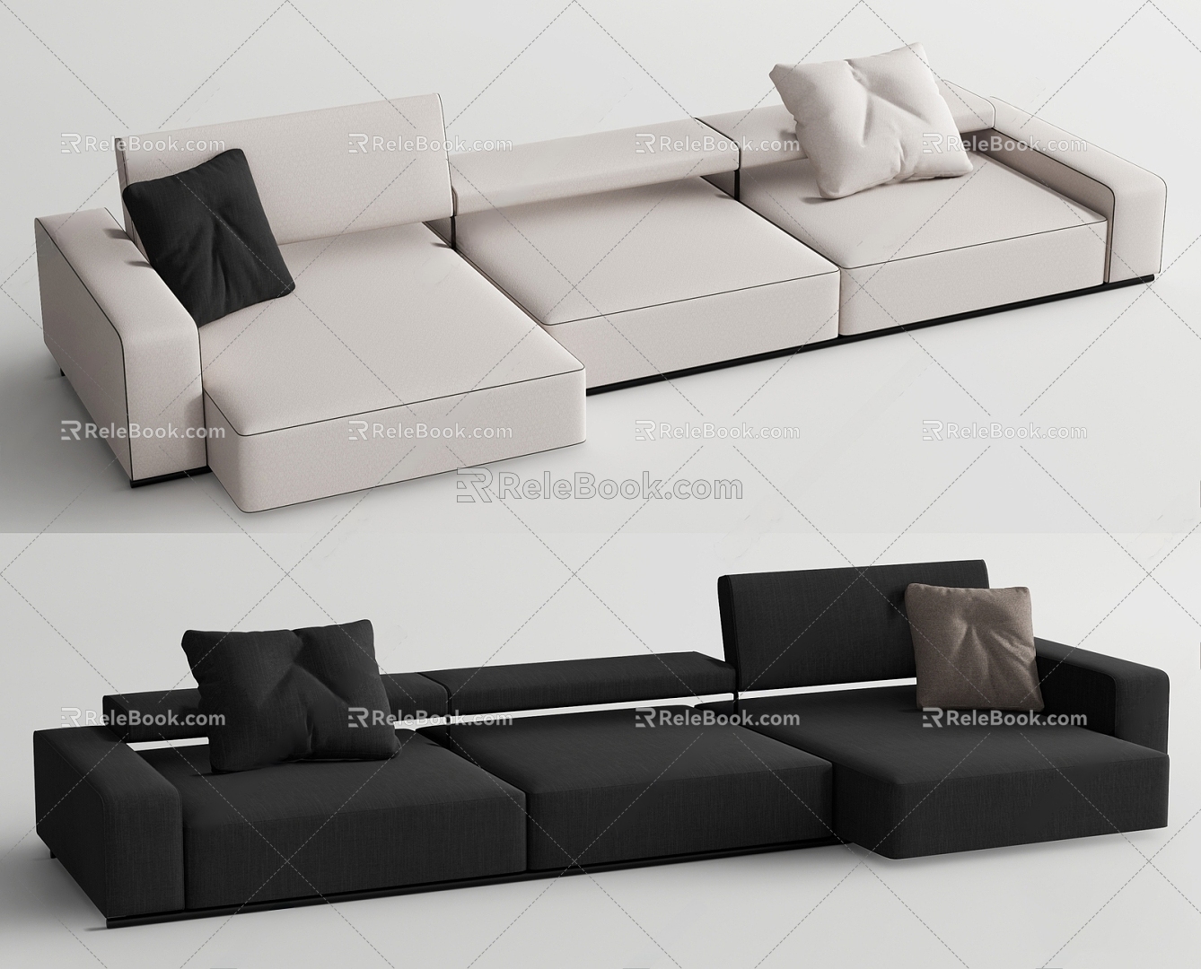 BBItalia modern three-seat sofa multiplayer sofa L-shaped sofa 3d model