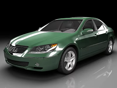 Green Modern Sedan With Sleek Body Design And Silver Alloy Wheels 3d model