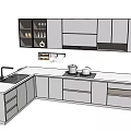 Modern Kitchen Cabinets Design With Upper Lower Storage And Countertop 3d model