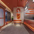 CoCo Bubble Tea Shop Interior With Orange Decor And Seating Area 3d model