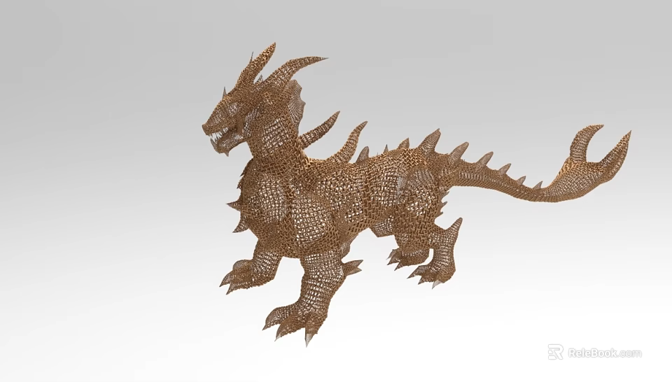 Intricate Dragon Shaped Metal Wire Mesh Decorative Ornament Figurine for Home Decoration 3d model 
